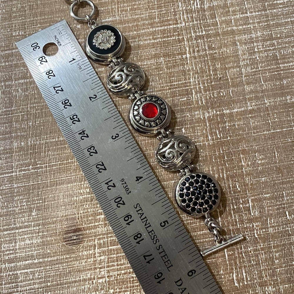 Interchangeable Silver Crystal Chunky Toggle Brac… - image 8